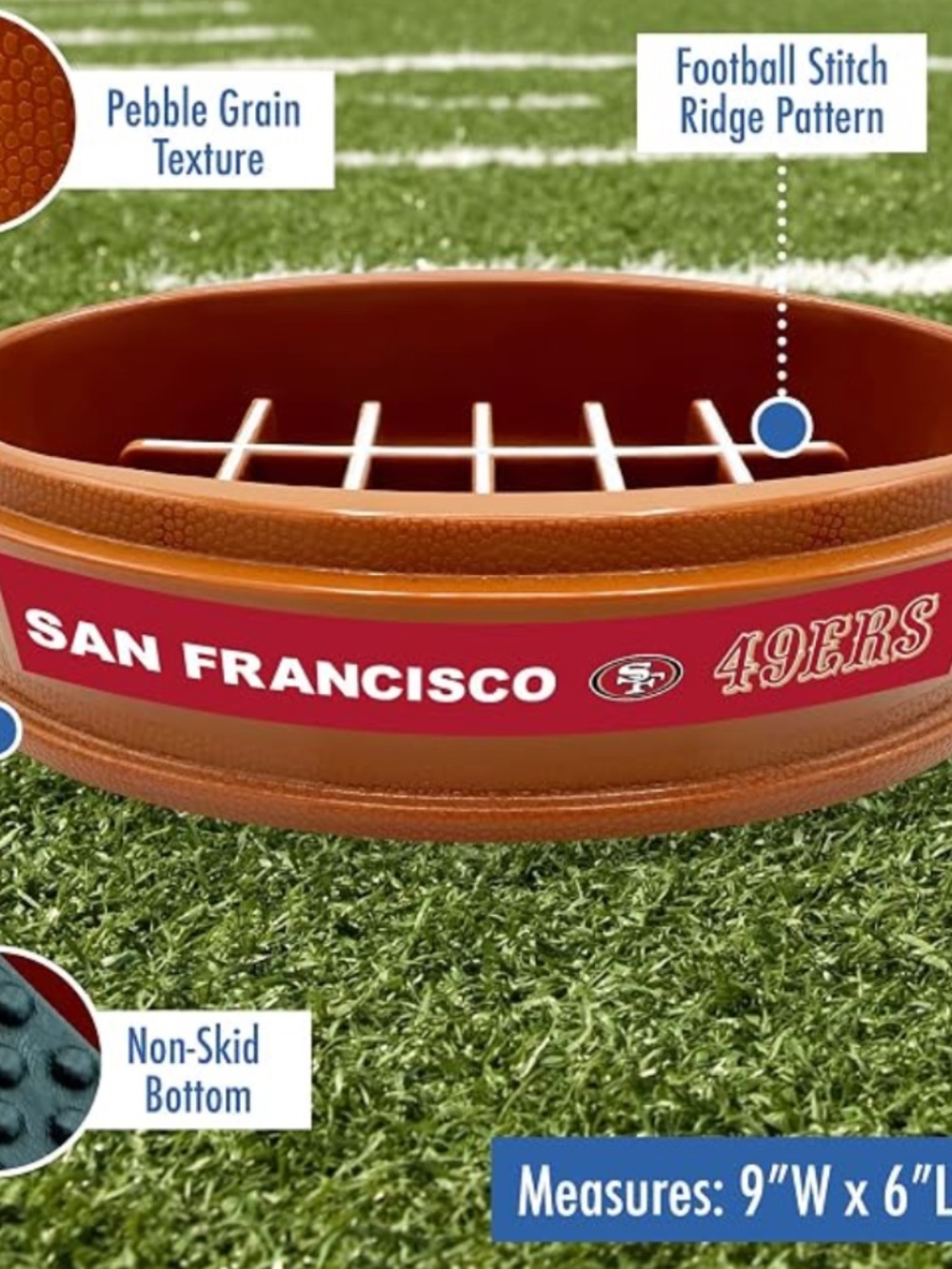 NFL Super-Bowl 49ERS Slow Feeder Dog & Cat Bowl. Football Design